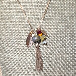 Cookie Lee Elegant Gold Leaf Multi Charm Pendant Necklace